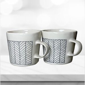 Elizabeth Benotti Handcrafted Ceramic Pottery Mugs with Herringbone Designs